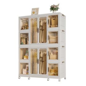 Portable Wardrobe Closet Storage Organizer for Clothes,Clothes Dresser,12 Magnetic Doors-12 Cubes & 2 Hanging Rod,Baby Wardrobe Storage Cabinet,W Portable Wardrobe Closet Storage Organizer for Clothes,Clothes Dresser,12 Magnetic Doors-12 Cubes & 2 Hanging Rod,Baby Wardrobe Storage Cabinet,W